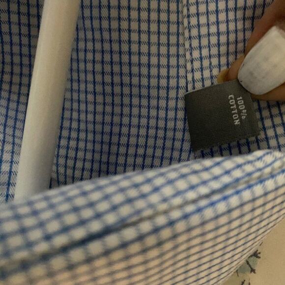 ❤️ Michael Kors sz 17.5 Men 100% cotton long sleeve blue dress button shirt‎ - Picture 9 of 9